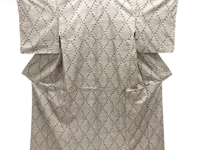 JAPANESE KIMONO / DORO OSHIMA TSUMUGI / WOVEN FLOWER & RHOMBUS / 5MARUKI